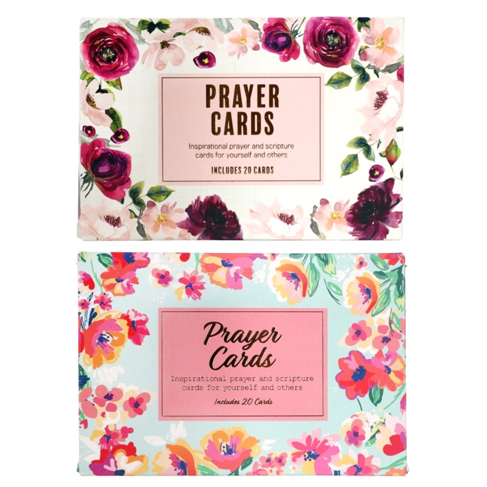 Christian Floral Prayer Cards, 2 Sets (20 ct ea)